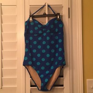 Delia’s Blue Polka Dot One-piece Swimsuit // sz XL